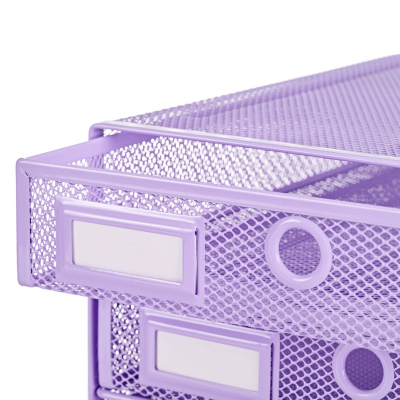 Annova Desk Organizer Wire Mesh 3 Tier Sliding Drawers Paper Sorter/Multifunctional/Premium Solid Construction for Letters, Documents, Mail, Files, Paper, Kids' Art Supplies (Light Pink) - Image 5